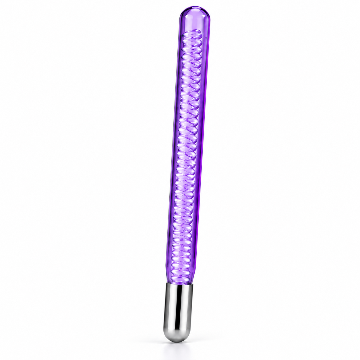 High Frequency Glass Tube Electrode with Internal Spiral – Purple Replacement Attachment for Beauty Devices