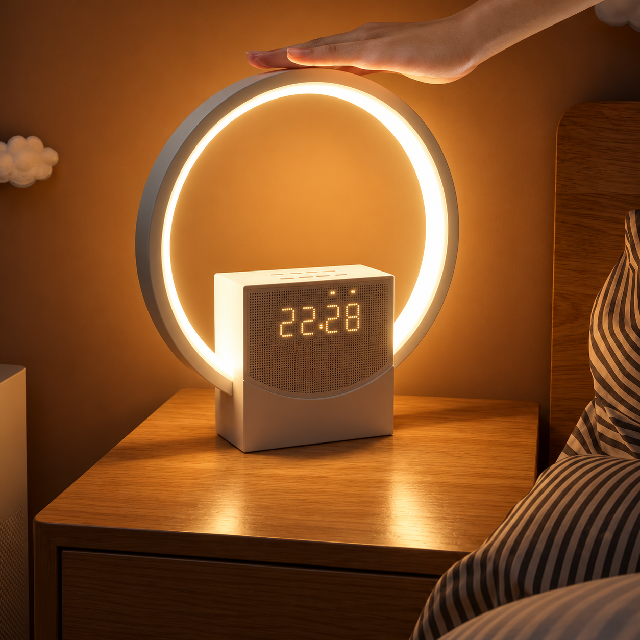 Sunrise Alarm Clock with Ring LED Light, Bluetooth Speaker, White Noise & Sleep Timer