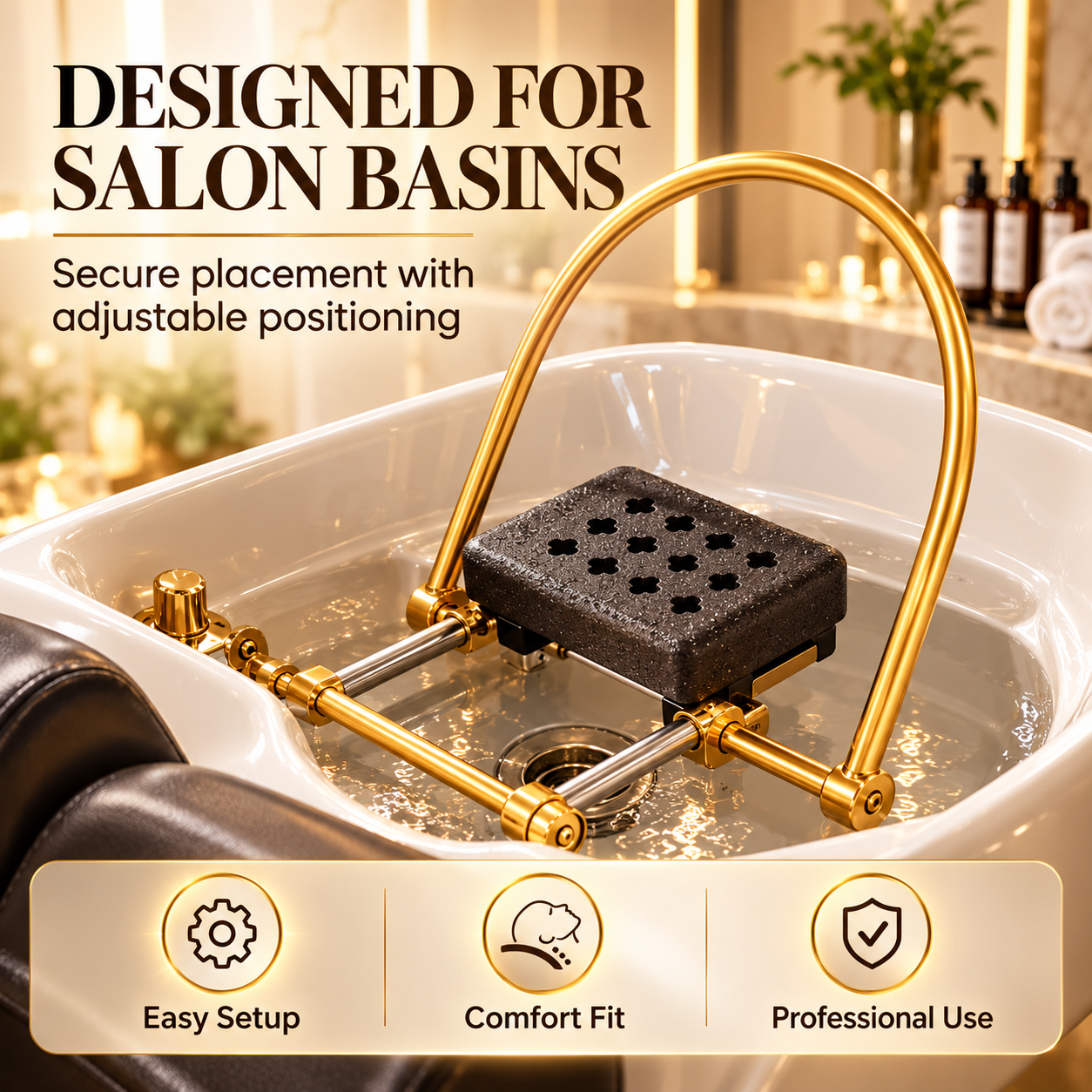 Professional Adjustable Hydrotherapy Head Spa Rack with Water Circulation Arch & Neck Cushion