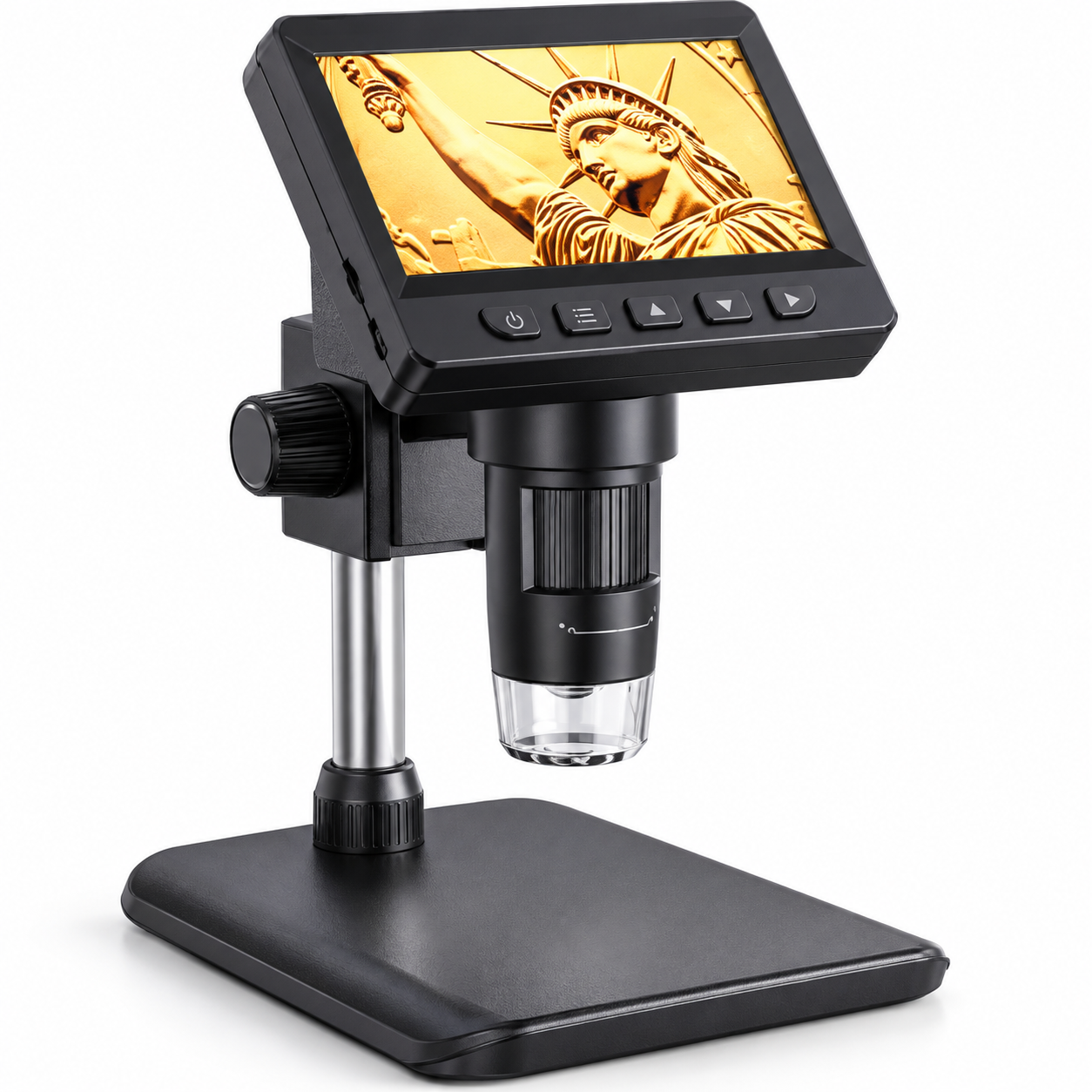 Professional 4.3" IPS Digital Microscope – 50X–1600X Magnification, 2MP Camera, 1080P Display, Adjustable LED Lighting & PC Connection