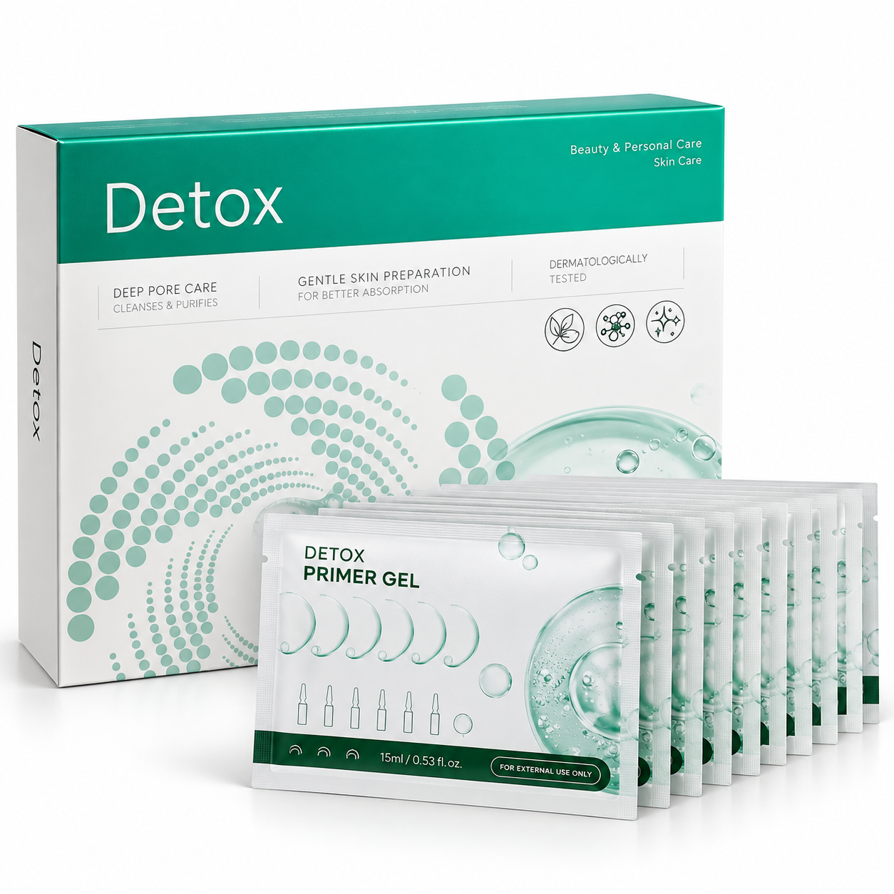 Professional Detox Facial Kit for Sensitive Skin – 6 Pods, 6 Primer Gels & 6 Serums