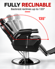 Luxury Black & Gold Hydraulic Barber Chair – Reclining Professional Salon Chair with Adjustable Headrest & Footrest