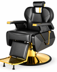 Luxury Black & Gold Hydraulic Barber Chair – Reclining Professional Salon Chair with Adjustable Headrest & Footrest