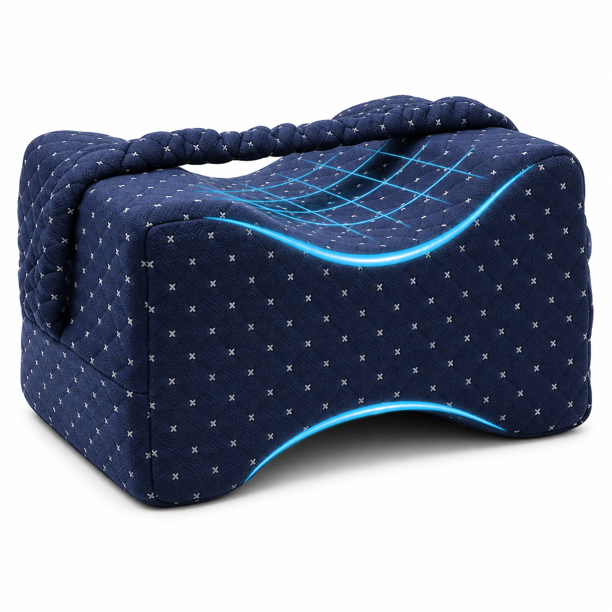 Ergonomic Memory Foam Knee Pillow for Side Sleepers with Adjustable Strap – Leg Support Cushion