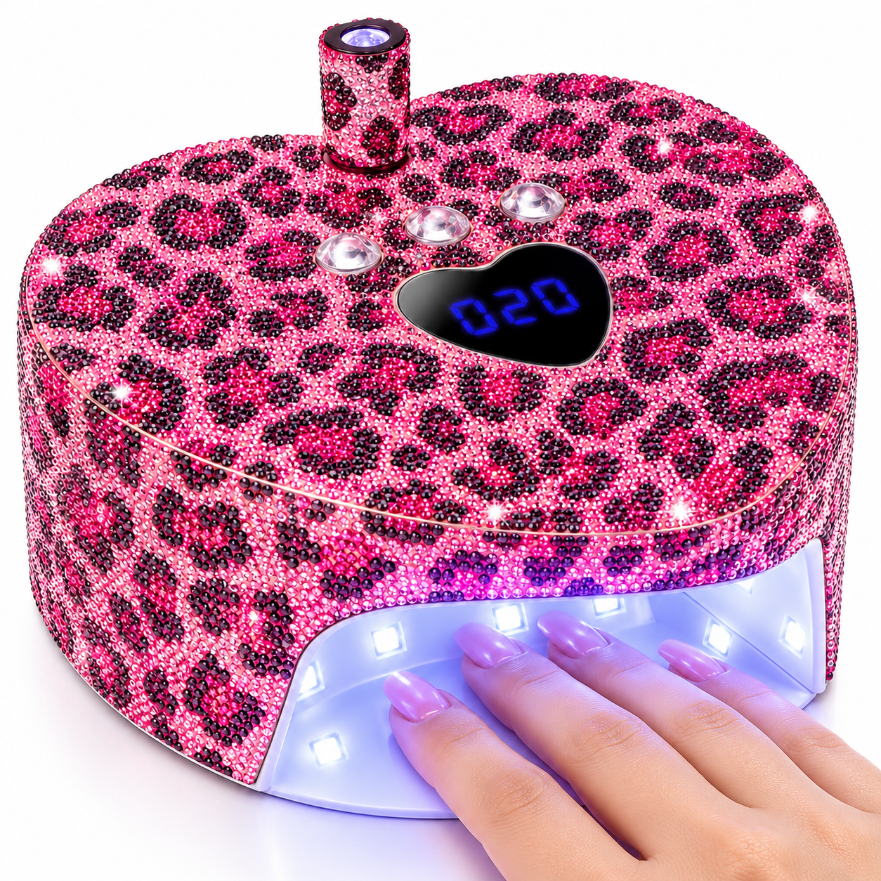Professional 2-in-1 Rechargeable UV/LED Nail Lamp – Pink Leopard Edition