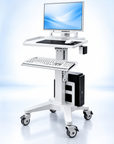 Professional Adjustable Equipment Trolley with Dual Shelves & Lockable Wheels – White
