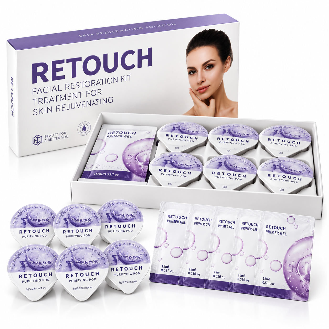 CO2 Oxygen Facial Pod & Primer Gel Kit – 6 Pods + 6 Gel Sachets for Compatible Oxygen Facial Machines