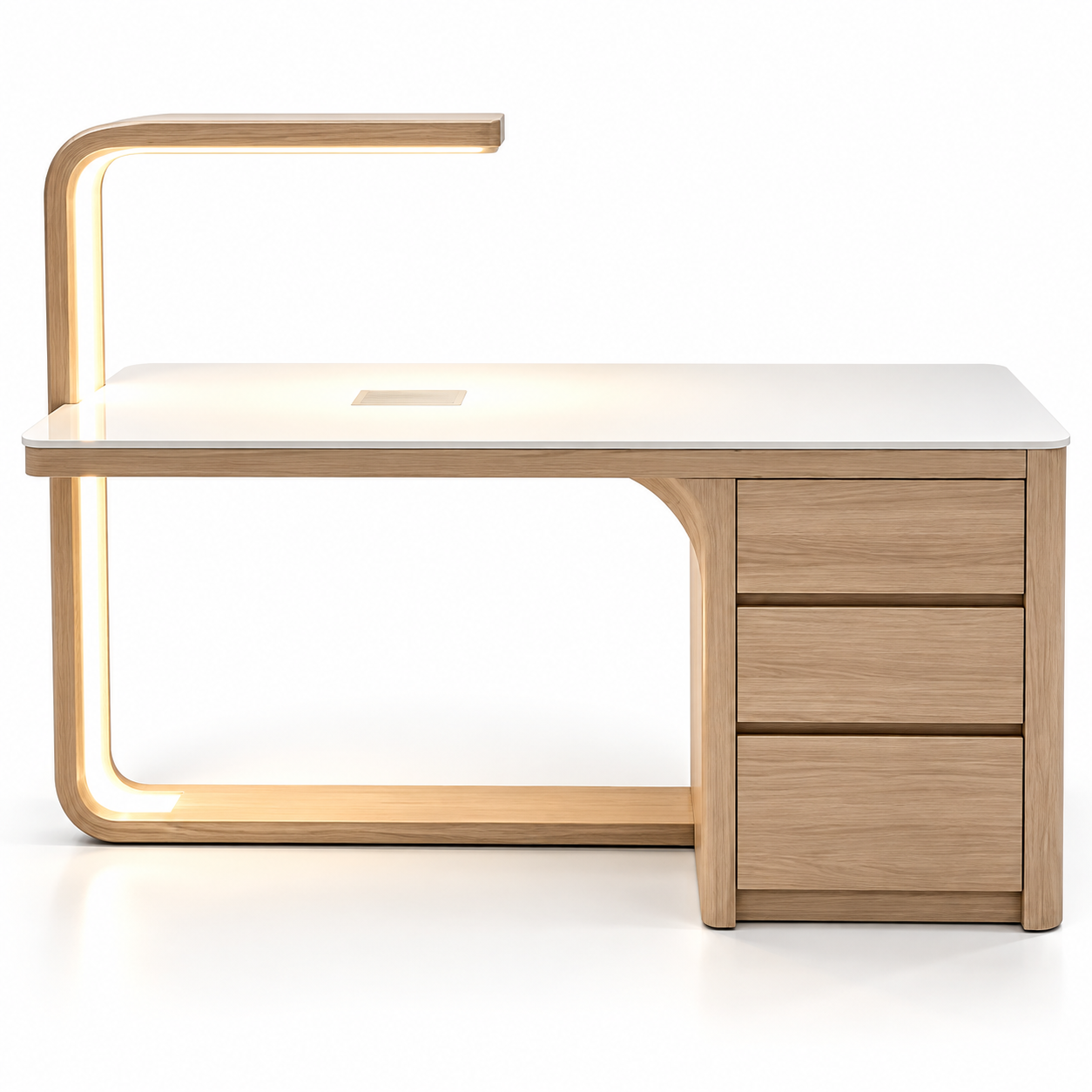 Theia Designer Manicure Table with U-Shaped LED Lamp, Electric Dust Collector & Large Storage Drawers