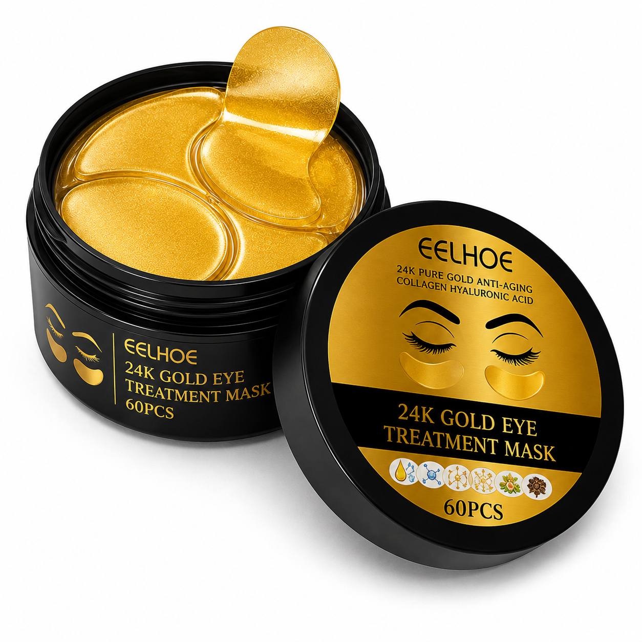 24K Gold Hydrogel Under Eye Patches – 60 Pieces / 30 Pairs – Hydrating Eye Care