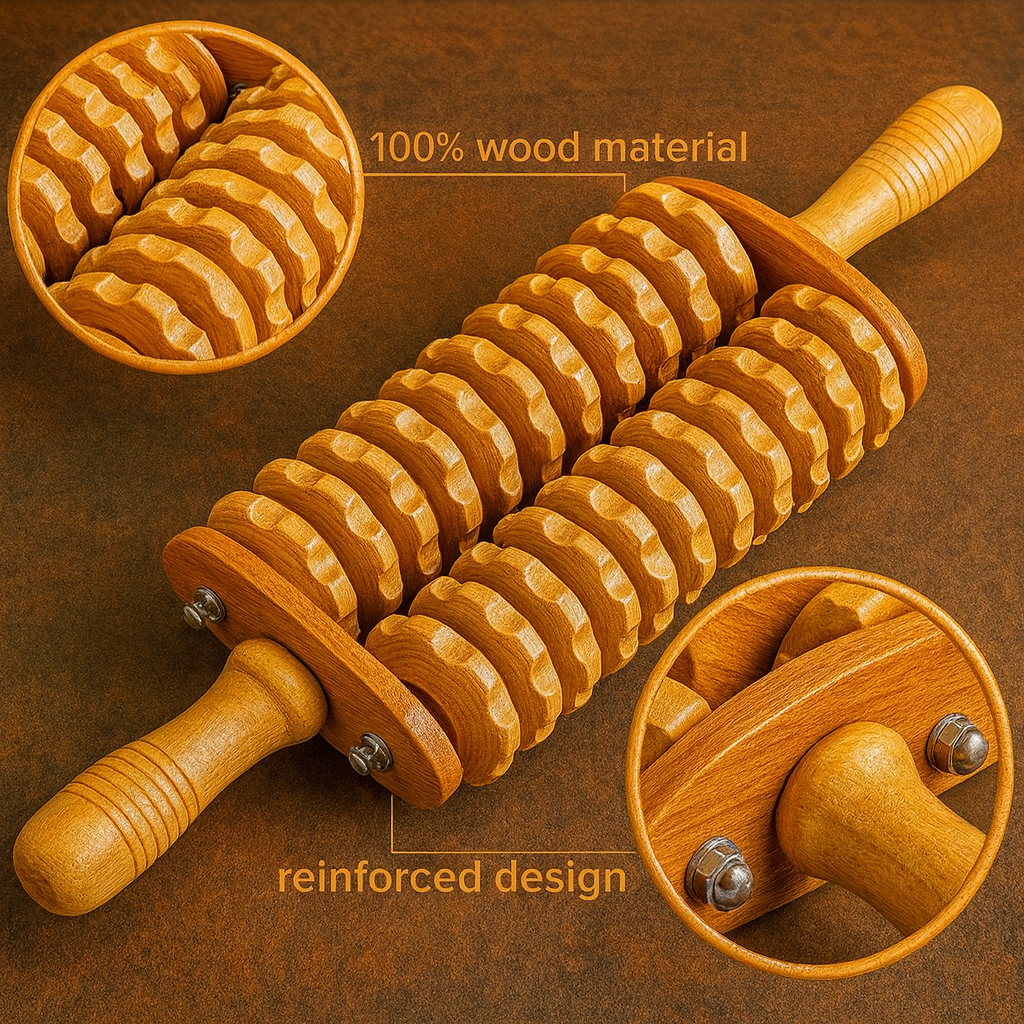 Theia DualCore Wooden Body Roller – Deep Tissue Meridian Massager