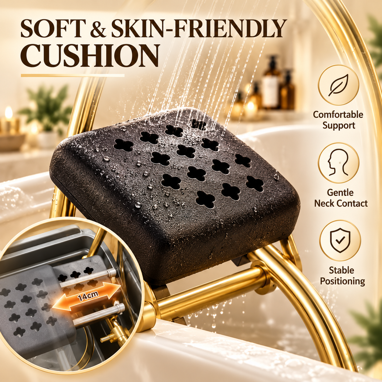 Professional Adjustable Hydrotherapy Head Spa Rack with Water Circulation Arch & Neck Cushion