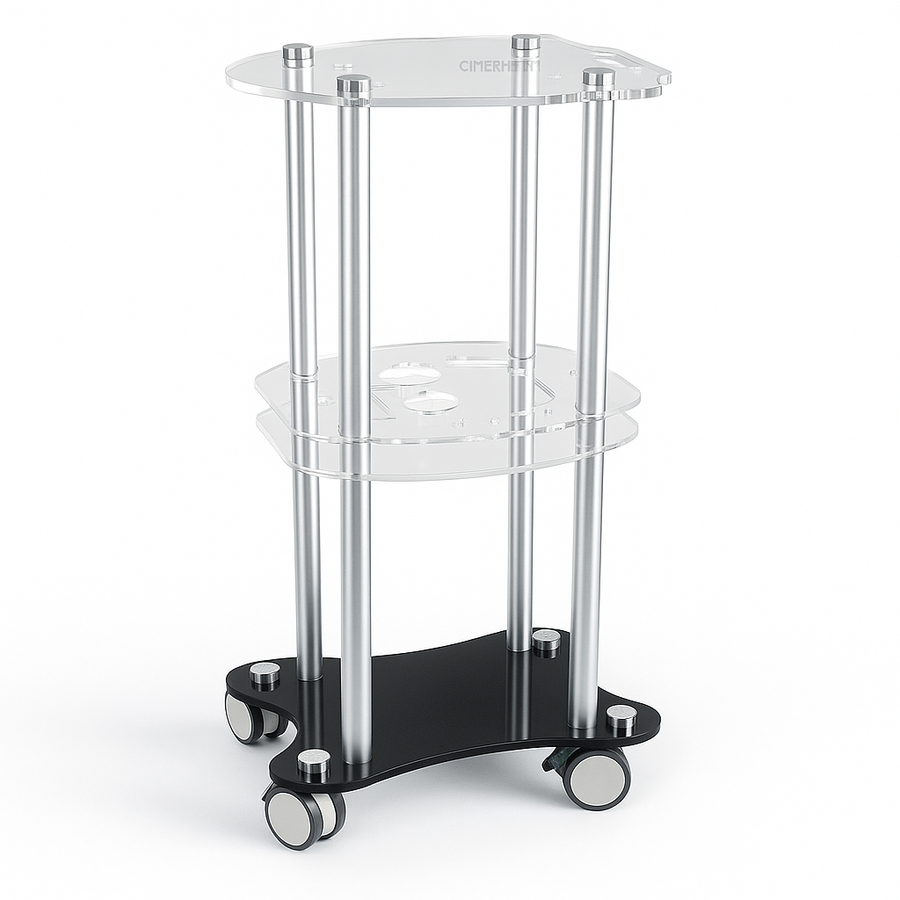 Premium Aluminum Beauty Salon Trolley – Rolling Pedestal Cart with 4 Smooth Wheels for Professional Use