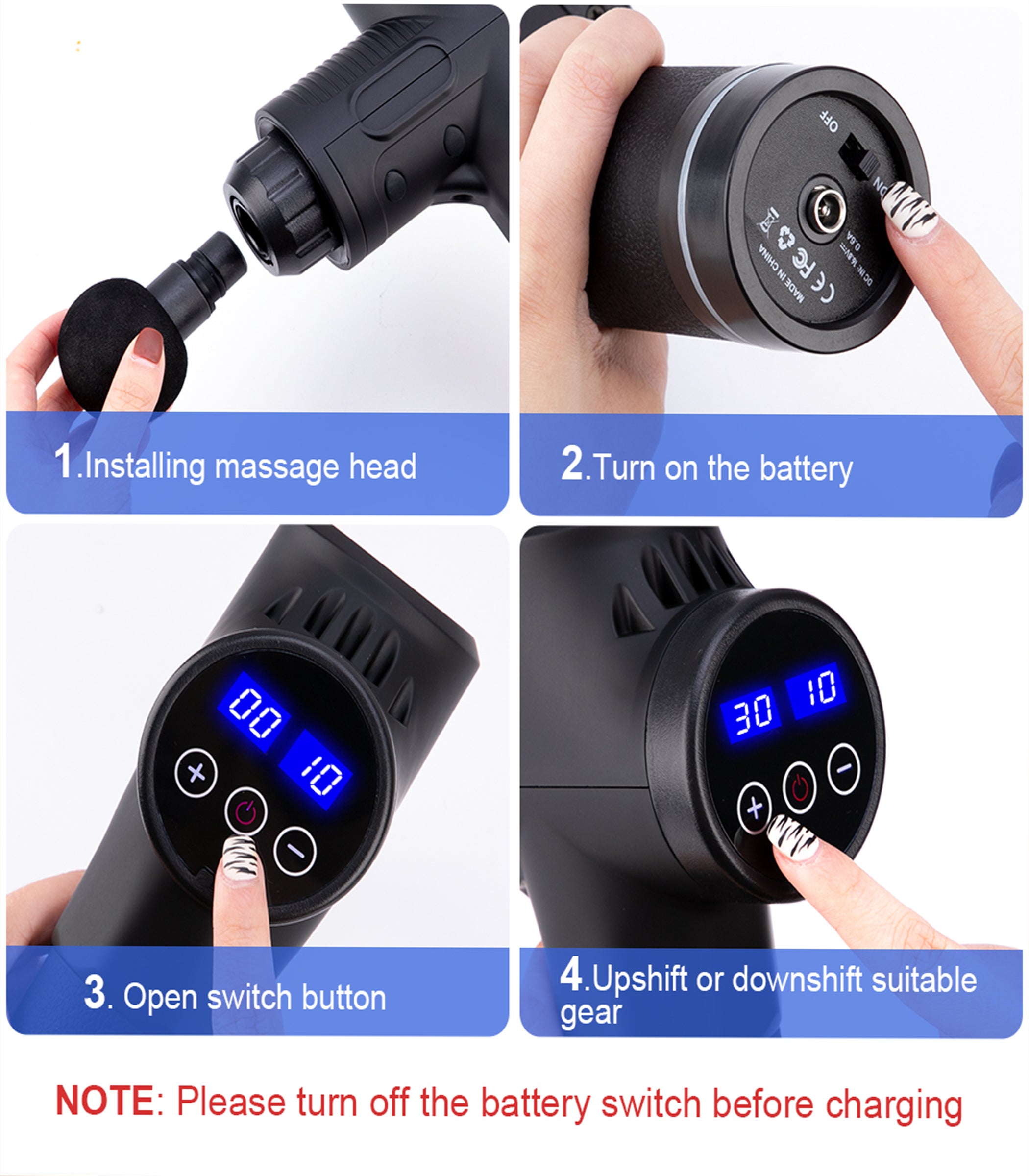 Muscle Massage Device with 7 Attachments and 30 Speed Levels | High-Frequency Handheld Massager for Everyday Muscle Comfort